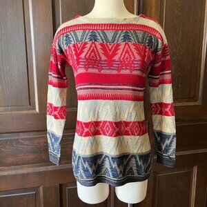 Ralph Lauren Jeans Co Sweater Southwest Aztec Design Cotton Women's Size S